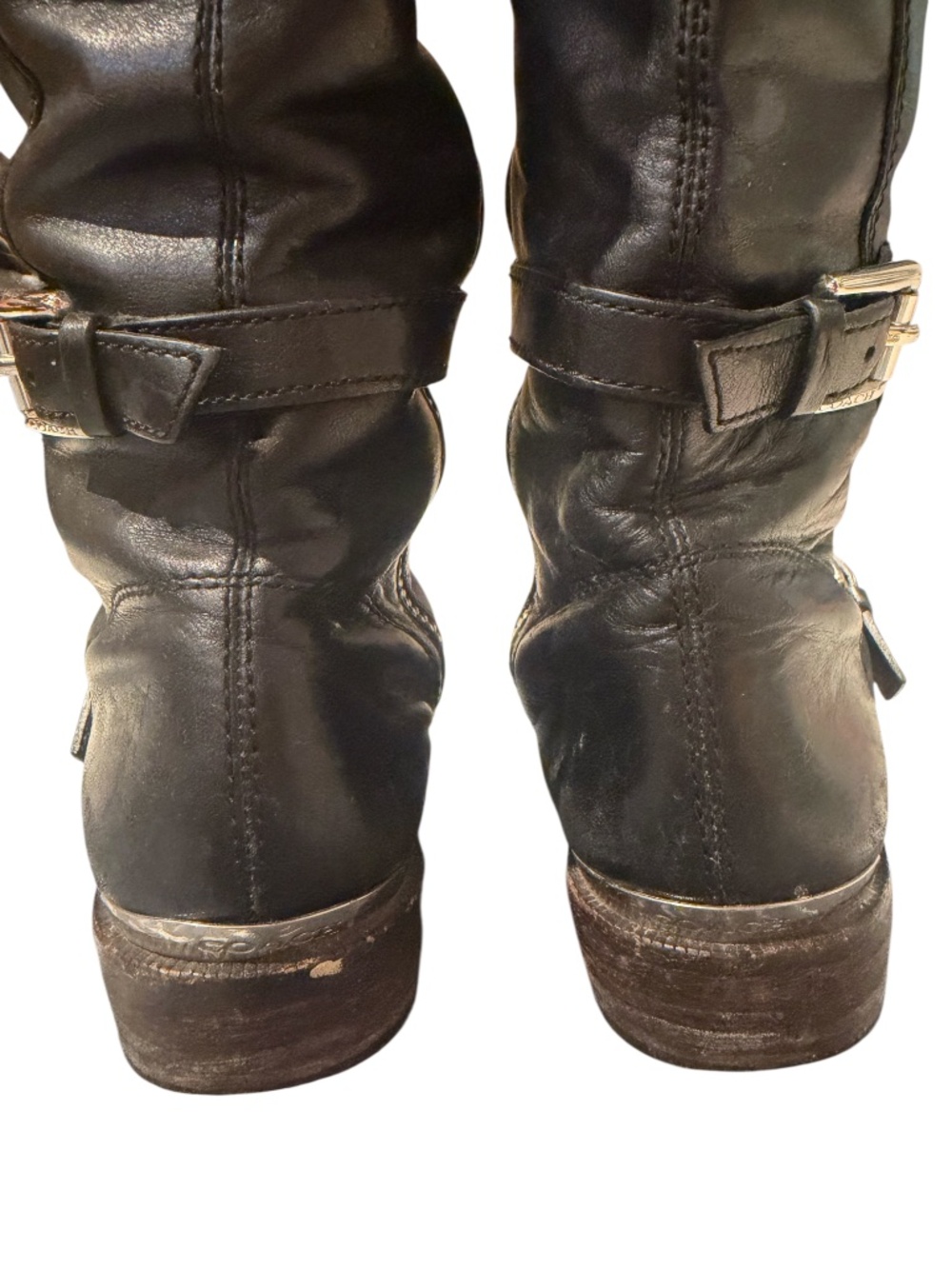 COACH black leather knee-high boots with buckle details - size 6 - Picture 6 of 11